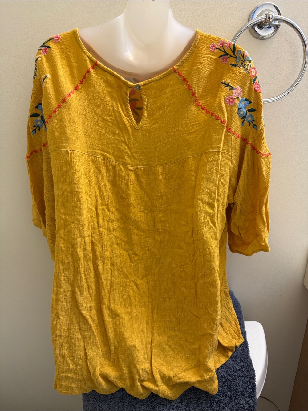 Embroidered Boho Women’s Top - Mustard - Picture 3 of 12